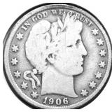 1906 BARBER HALF DOLLAR VG