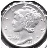1938 CHOICE BU MERCURY DIME