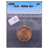 1955 ICG MS66 RED LINCOLN CENT