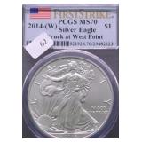 2014 W PCGS MS70 SILVER EAGLE