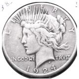1924 S PEACE DOLLAR VG