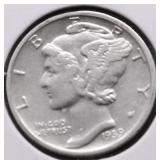 1939 S MERCURY DIME AU