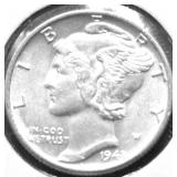 1943 MERCURY DIME AU