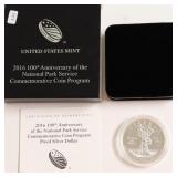 PROOF NATIONAL PARK SILVER DOLLAR W BOX PAPERS