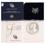 2015 PROOF SILVER EAGLE W BOX PAPERS