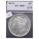1881 S ICG MS61 MORGAN DOLLAR