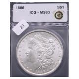 1886 ICG MS63 MORGAN DOLLAR