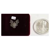 1990 GEM BU SILVER EAGLE W BOX
