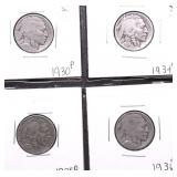 4 BUFFALO NICKELS