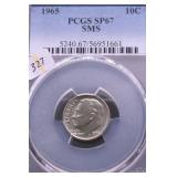 1965 PCGS SP67 SMS ROOSEVELT DIME
