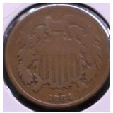 1864 TWO CENT PIECE VG