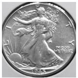 1945 WALKING HALF DOLLAR AU