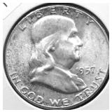1957 CHOICE BU FRANKLIN HALF DOLLAR