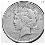 1922 PEACE DOLLAR VF