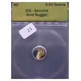 .5 GRAM GOLD NUGGET ICG GENUINE