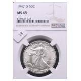1947 D NGC MS65 WALKING HALF DOLLAR