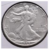 1944 D WALKING HALF DOLLAR XF