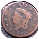 1833 LARGE CENT HOLE