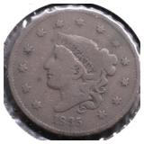1835 LARGE CENT F NICE PLANCHET