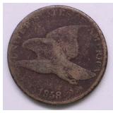 1858 FLYING EALE CENT VG