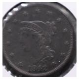 1842 LARGE CENT VF