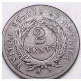 1864 TWO CENT PIECE VF