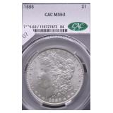 1886 CAC MS63 MORGAN DOLLAR