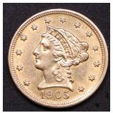 1905 QUARTER EAGLE CHOICE AU