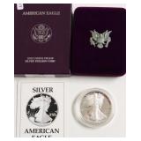 1990 PROOF SILVER EAGLE W BOX PAPERS