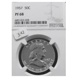 1957 NGC PF68 FRANKLIN HALF DOLLAR