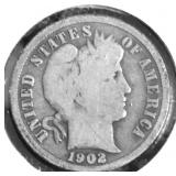 1902 BARBER DIME G