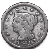 1851 LARGE CENT VG