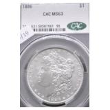 1886 CAC MS63 MORGAN DOLLAR
