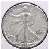 1941 D WALK G HALF DOLLAR AU