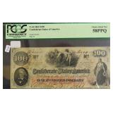 PCGS AU58EPQ 1862 100 $ CONFEDERATE NOTE