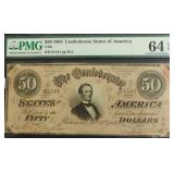 PMG MS64EPQ 1895 50 $ CONFEDERATE NOTE