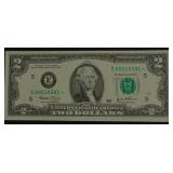GEM BU LOW SERIAL # STAR 2 $ FEDERAL RESERVE NOTE