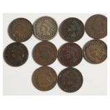 10 INDIAN HEAD PENNIES