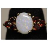14K GOLD OPAL/RUBY RING SIZE 5.5   2.40 GRAMS