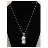 STERLING SILVER ALBALONE PENDANT W/ SS CHAIN