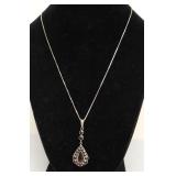 STERLING SILVER DEEP RED GARNET NECKLACE