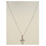 STERLING SILVER NECKLACE AND CROSS PENDANT