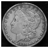 1891 MORGAN DOLLAR VF RIM DING