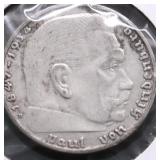 1938 NAZI GERMANY SILVER 2 MARKS XF