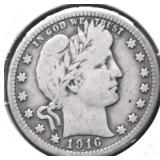 1916 D BARBER QUARTER F