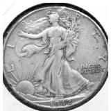 1942 D WALKING HALF DOLLAR XF