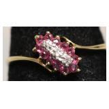 10K GOLD RUBY/ DIAMOND RING  SZ 9.25  1.61 GRAM