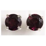 STERLING SILVER DARK AMETHYST STUD EAR RINGS