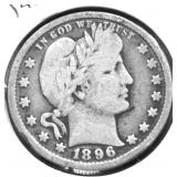 1896 BARBER QUARTER VG
