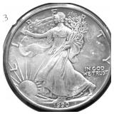 1990 SILVER EAGLE GEM TONER